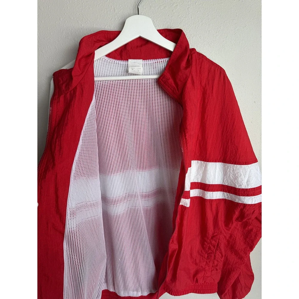 VTG Speedo Track Jacket Red Colorblock Windbreaker 1990s Athleisure Blokecore